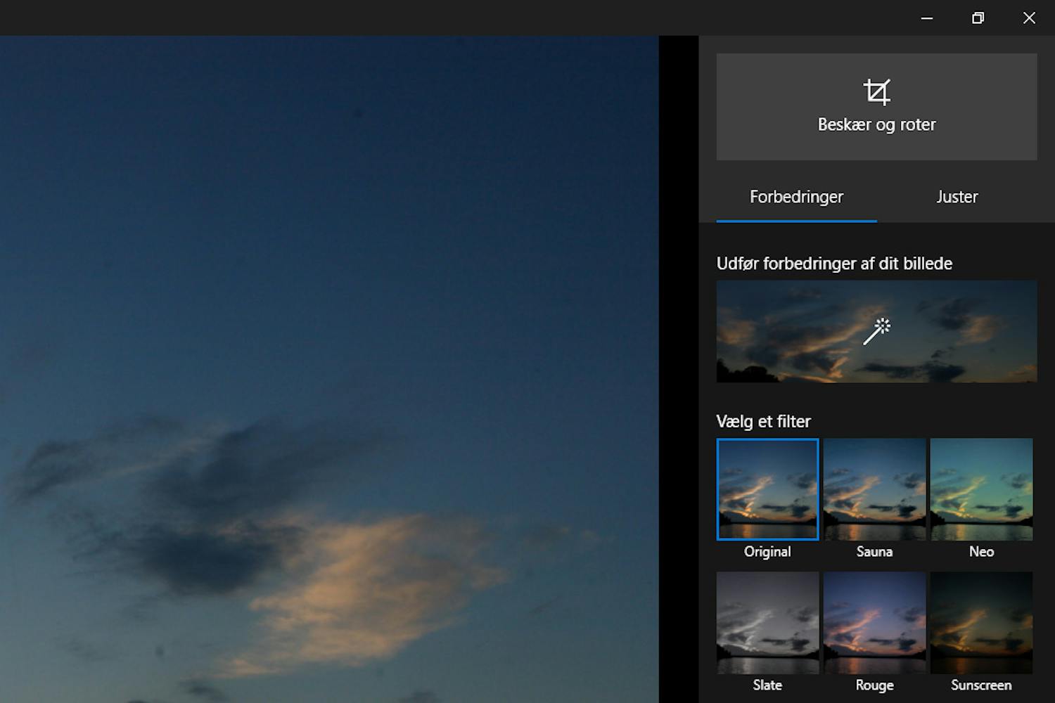 Filtre i Windows 10 Billeder.